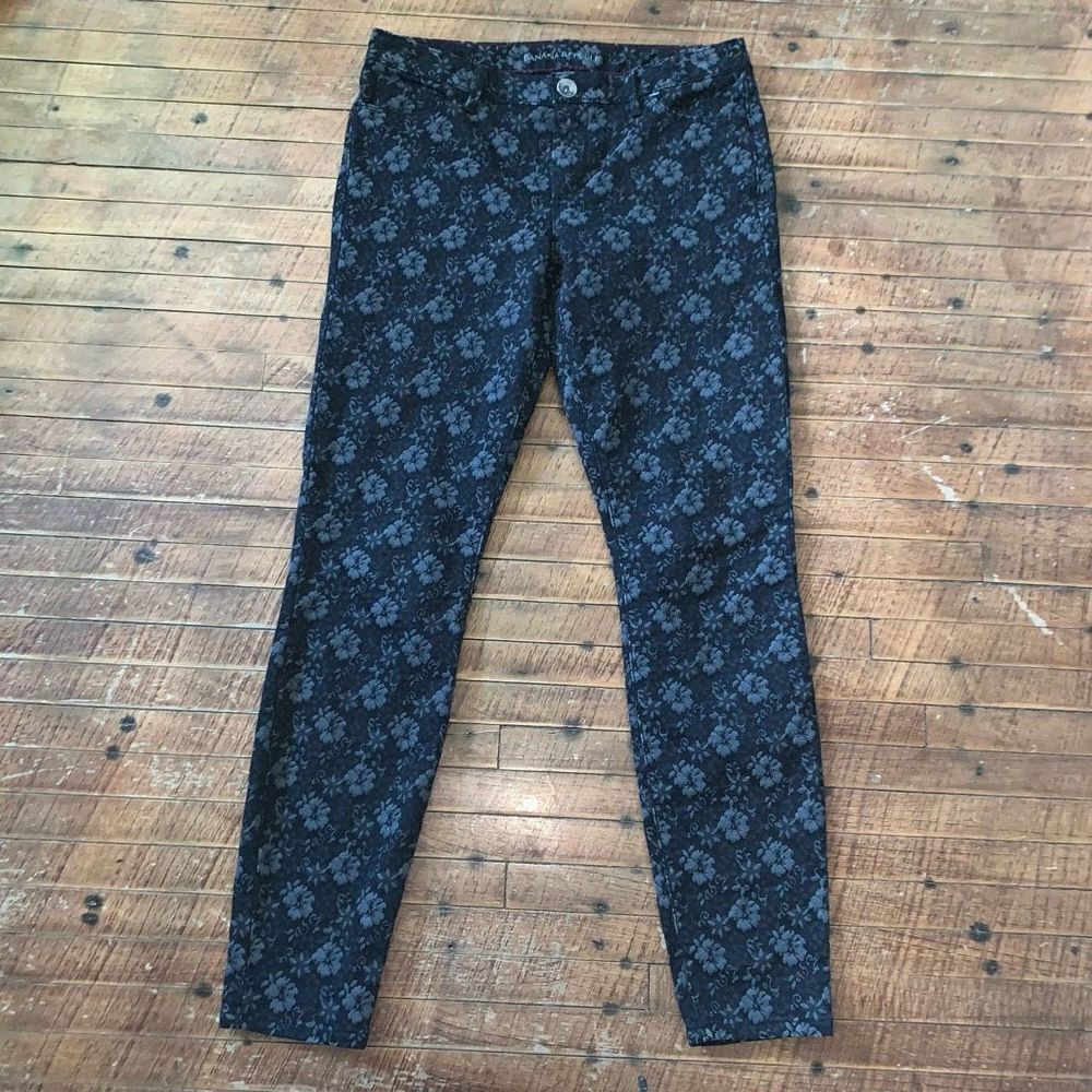 Banana Republic 27 black & gray brocade normcore jeans
